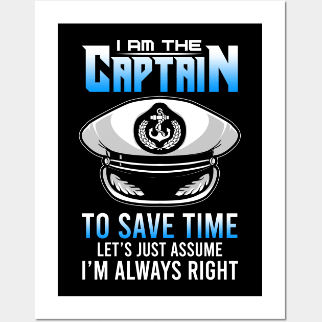 I am The Captain Of This Boat Funny Boating Gifts Sailing Wall Art by Proficient Tees
